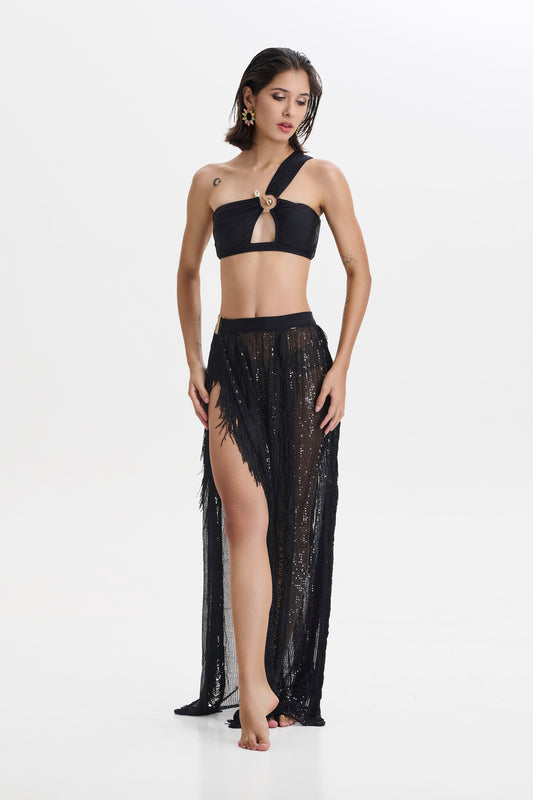 BLACK SEQUIN SKIRT