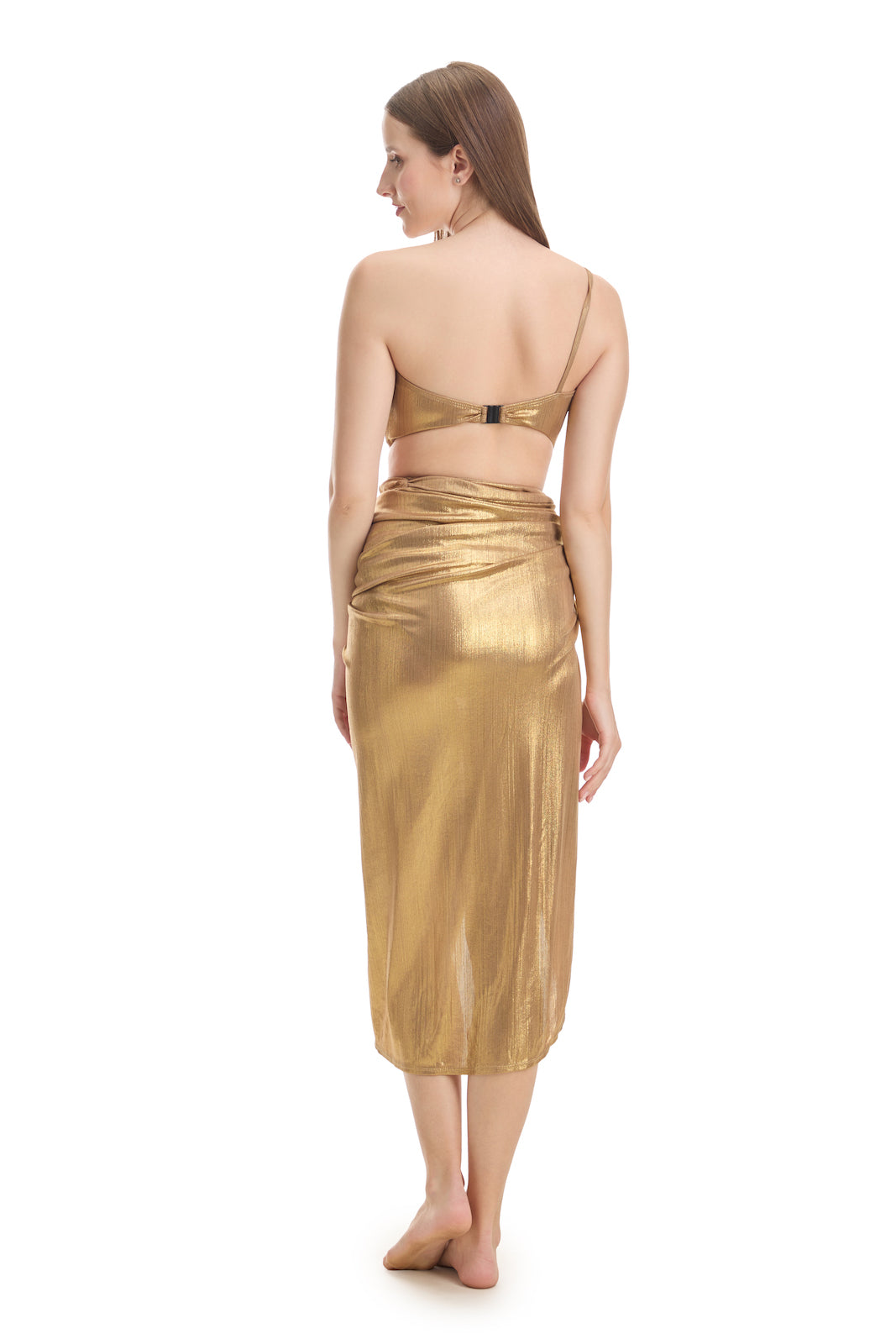 GOLD ONE SHOULDER SWIMSET