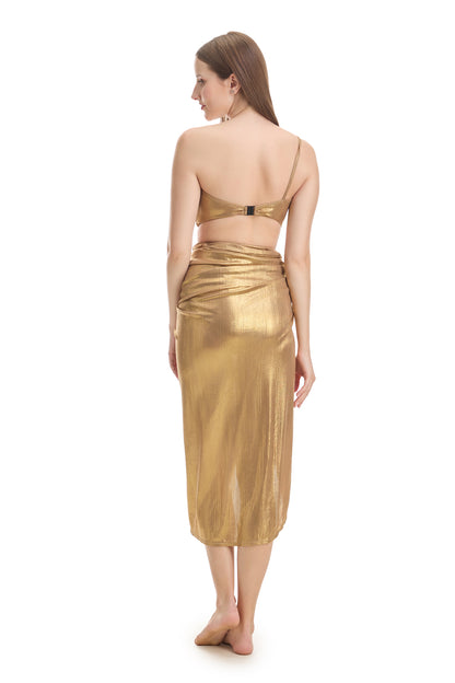 GOLD ONE SHOULDER SWIMSET