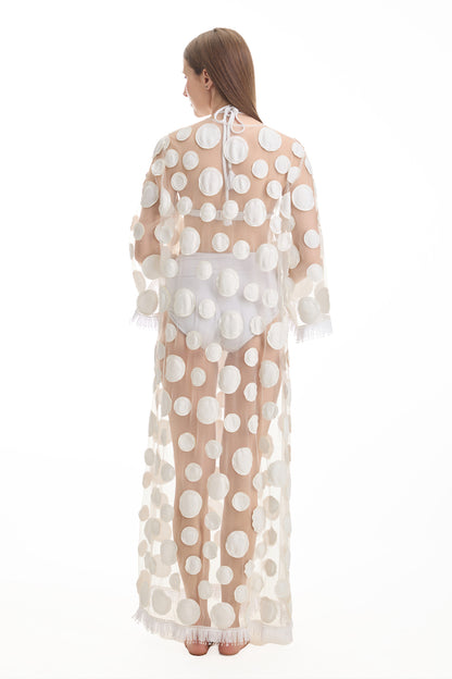 WHITE POLKA CAPE