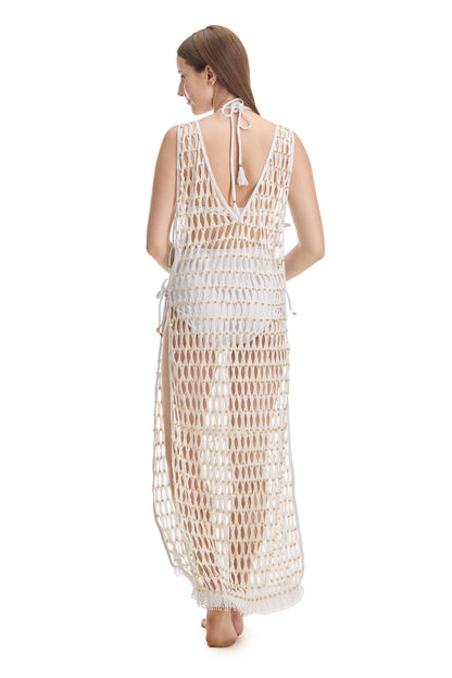 WHITE CUTWORK LONG COVERUP