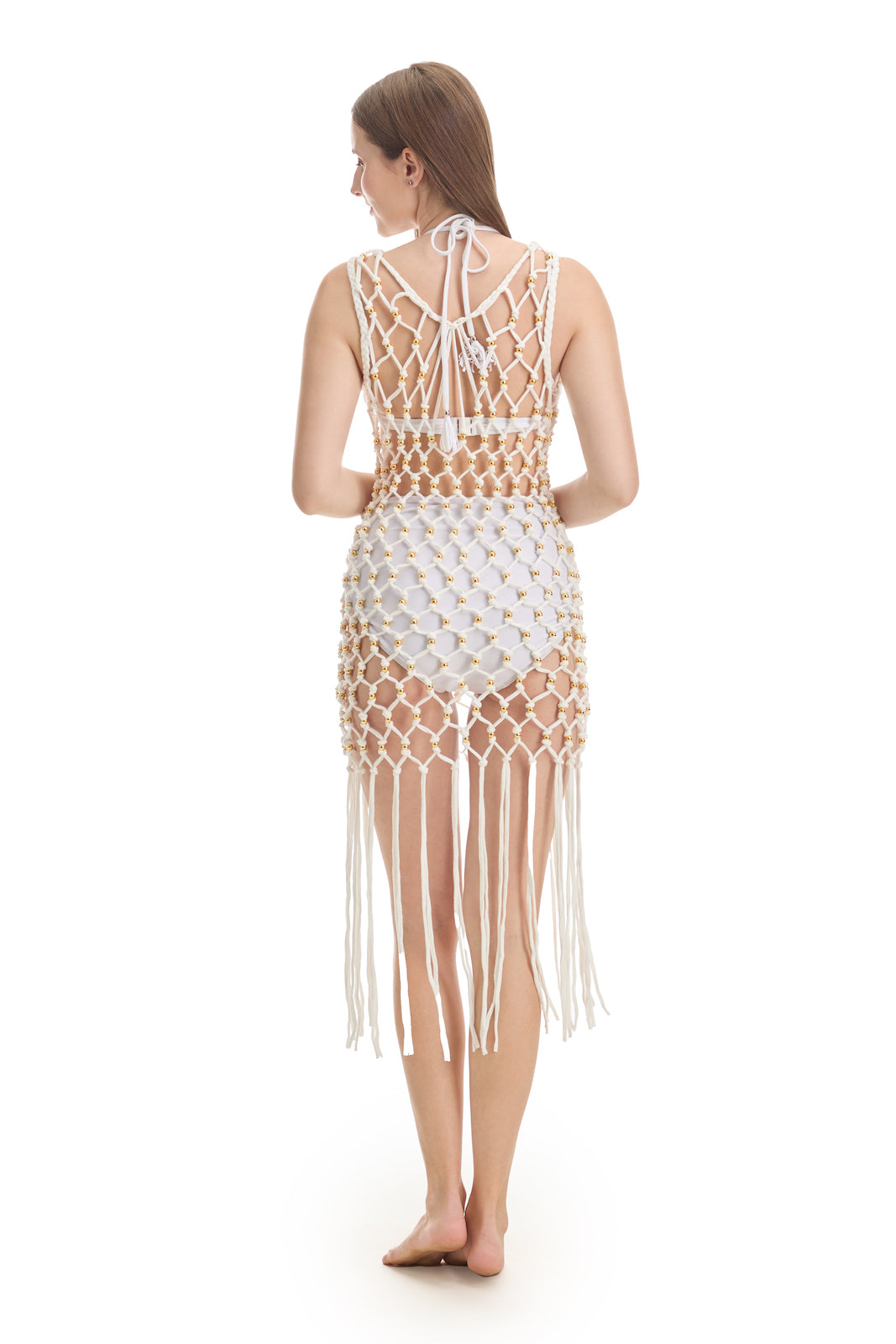 WHITE TERRA BEADED  COVERUP